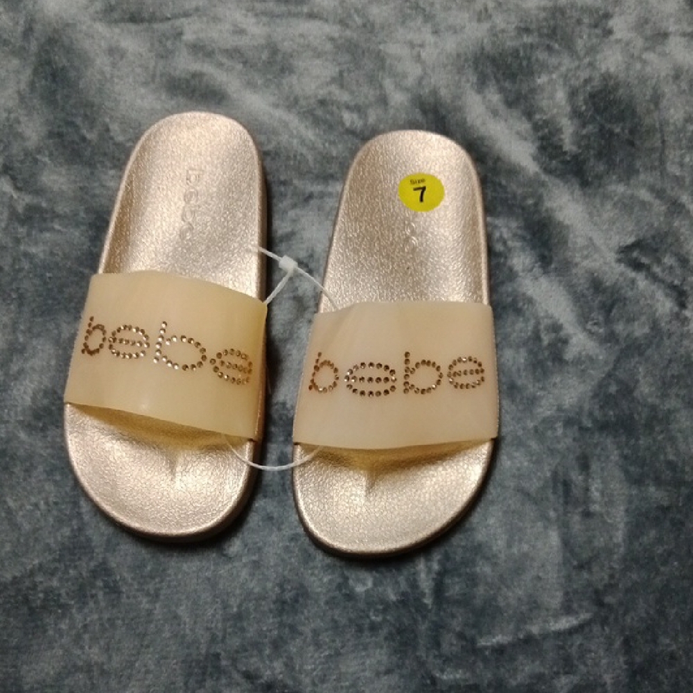 Bebe Gold Slide Sandals